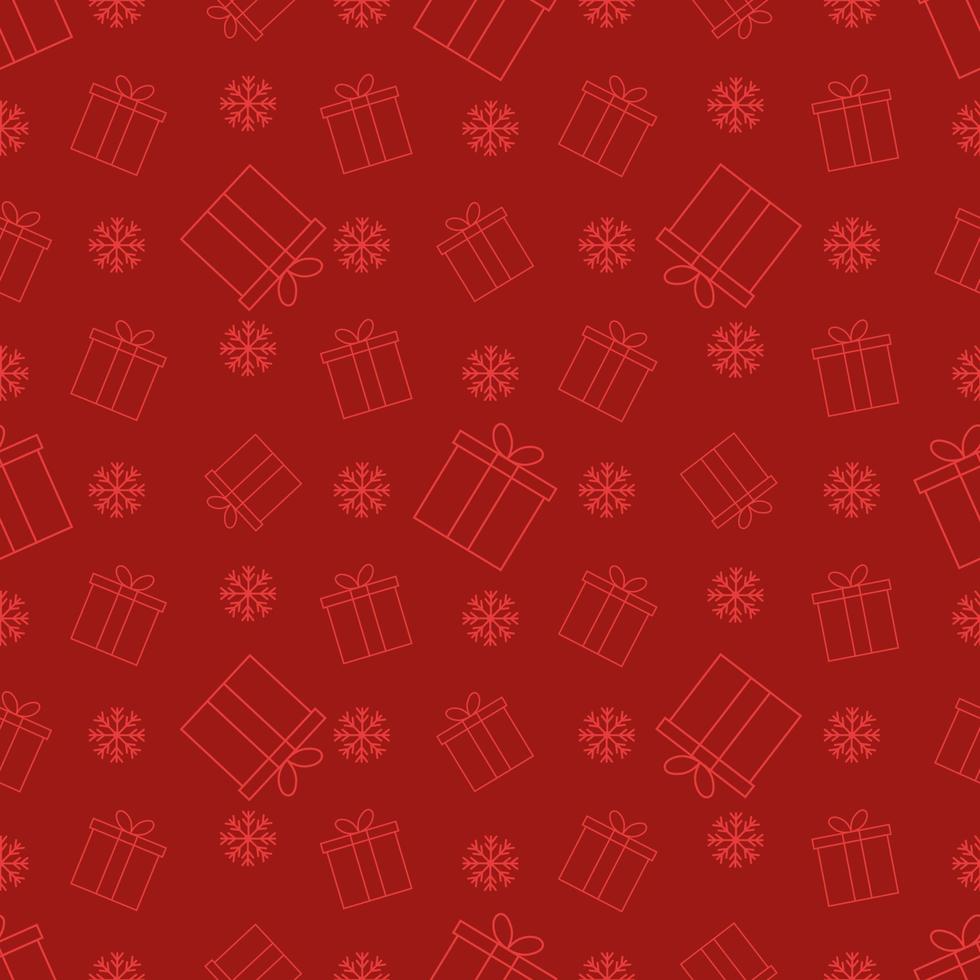 Seamless pattern of gift boxes on a red background. Vector. vector