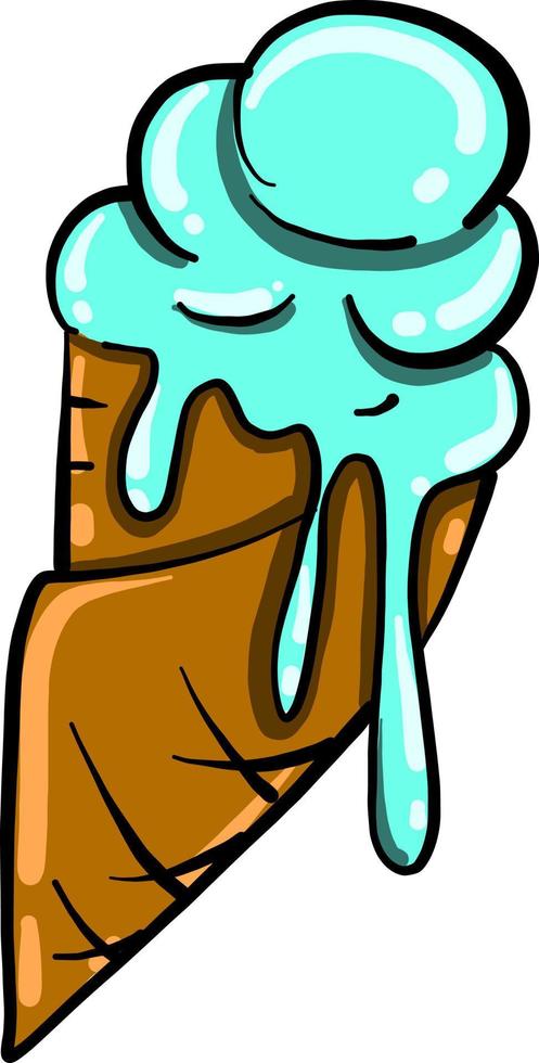 Blue ice cream, illustration, vector on white background