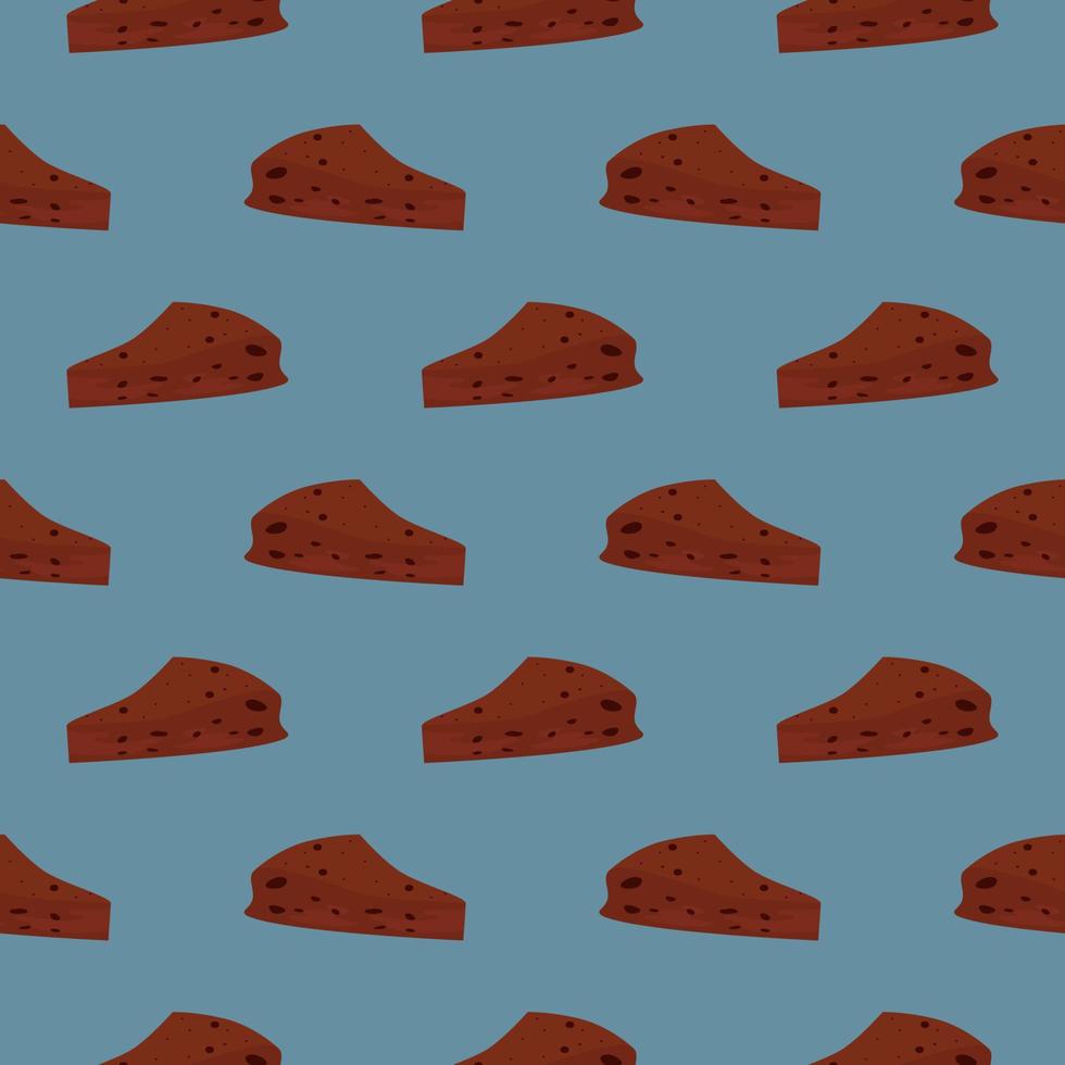piezas de chocolate, patrón sin costuras sobre fondo azul. vector