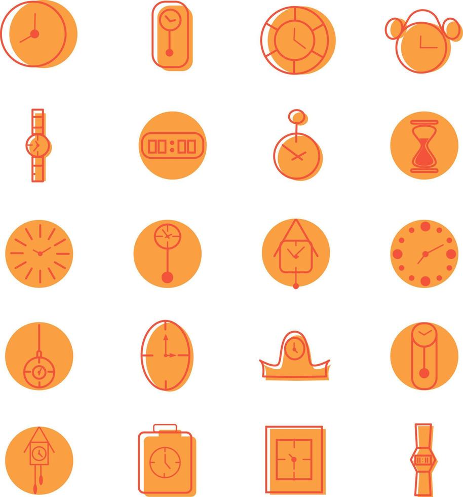 Time clocks, illustration, vector on a white background.