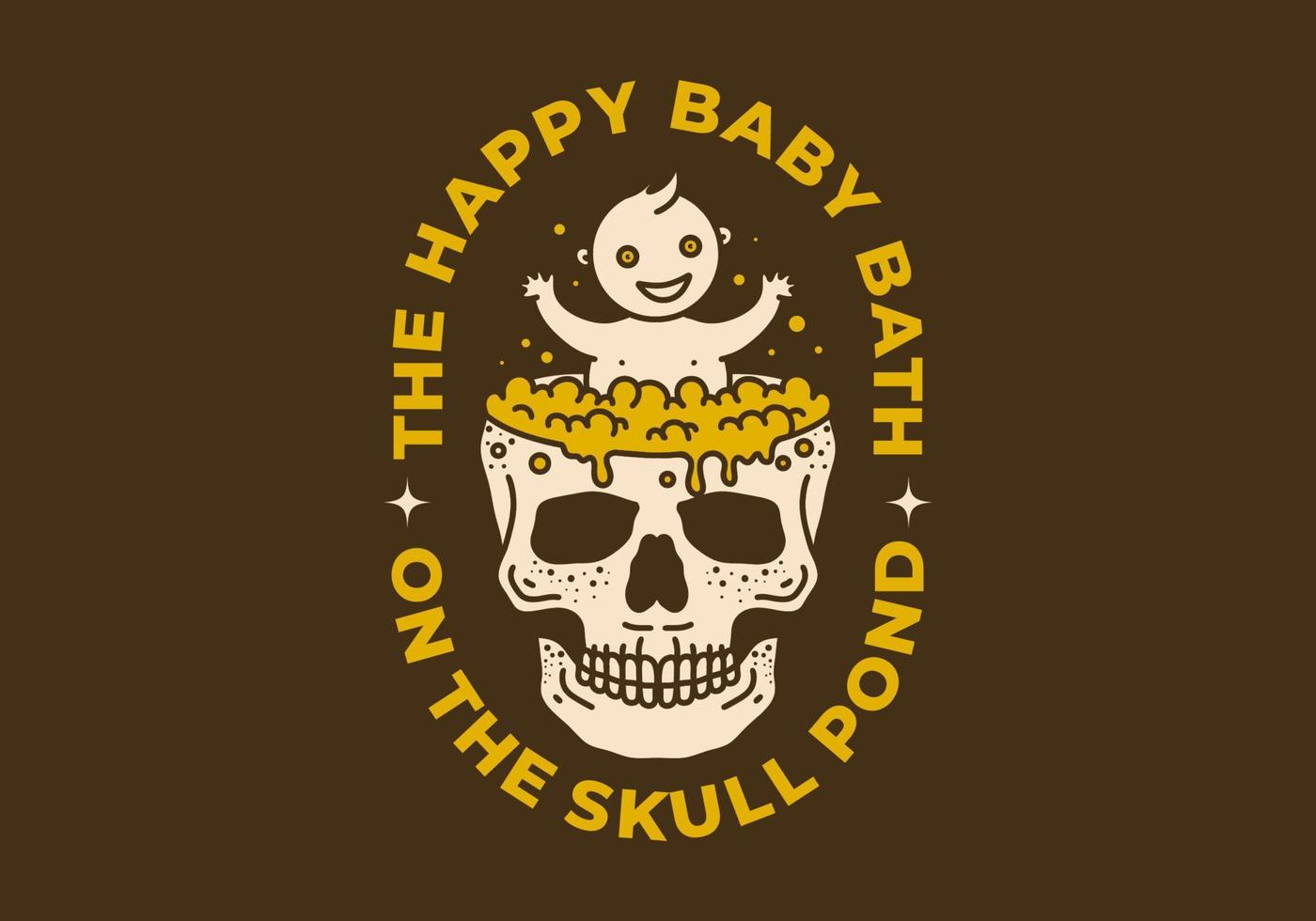 Vintage art illustration of a baby bath on the skull pond vector