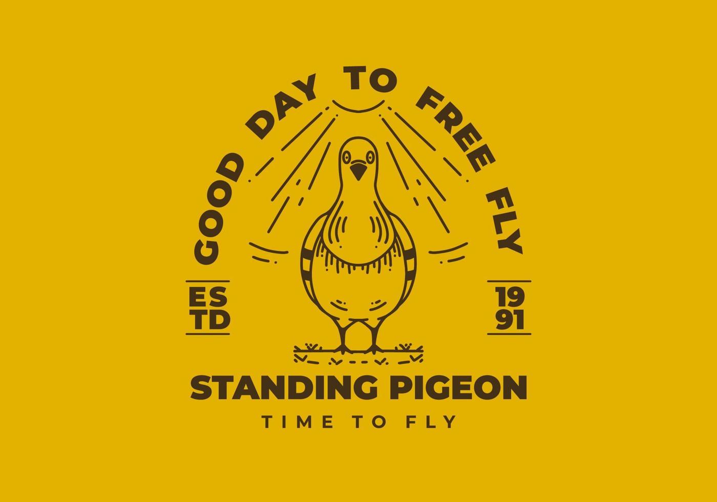 Vintage art illustration of a standing pigeon vector