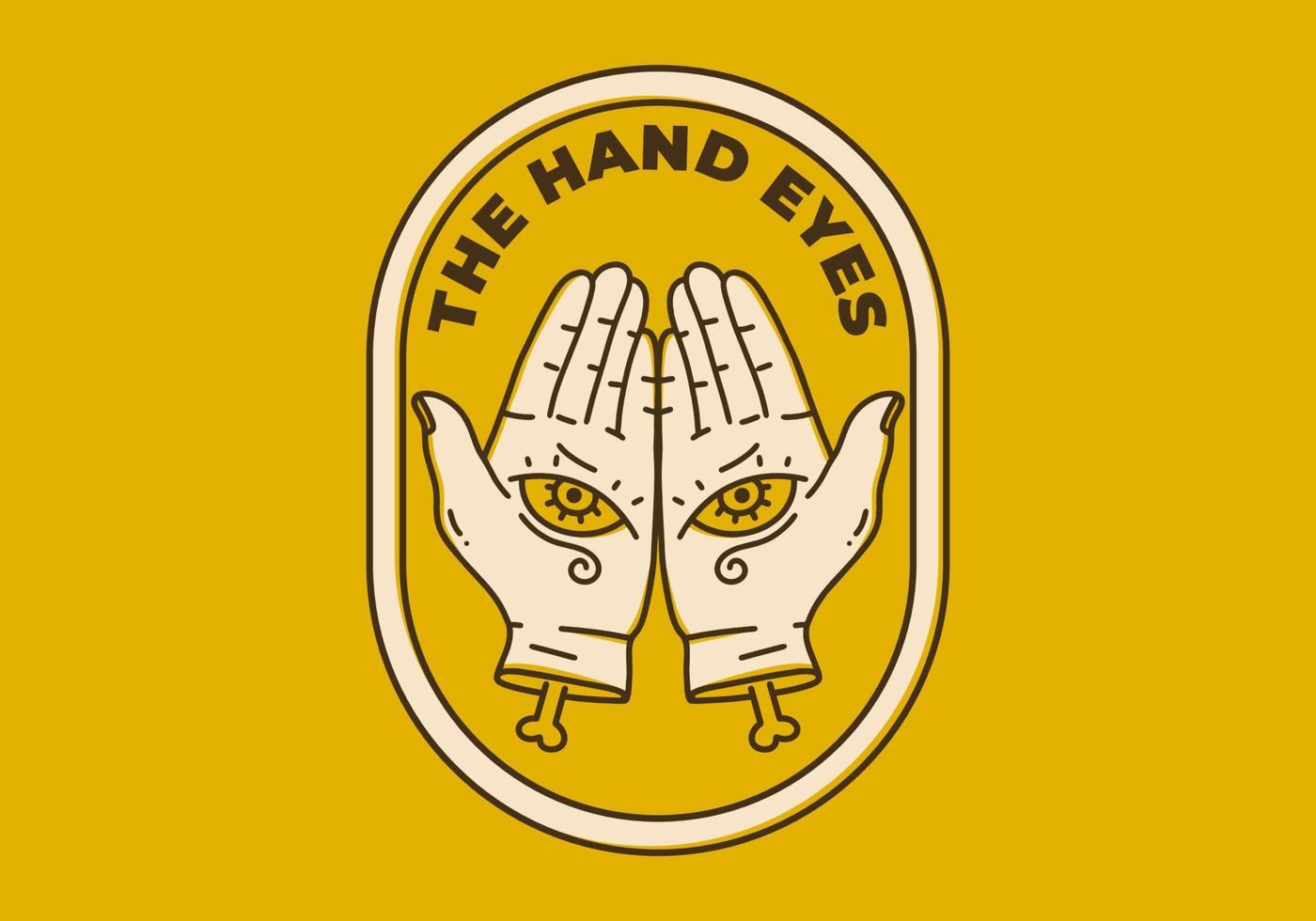 ilustración de arte vintage de dos manos con ojos vector