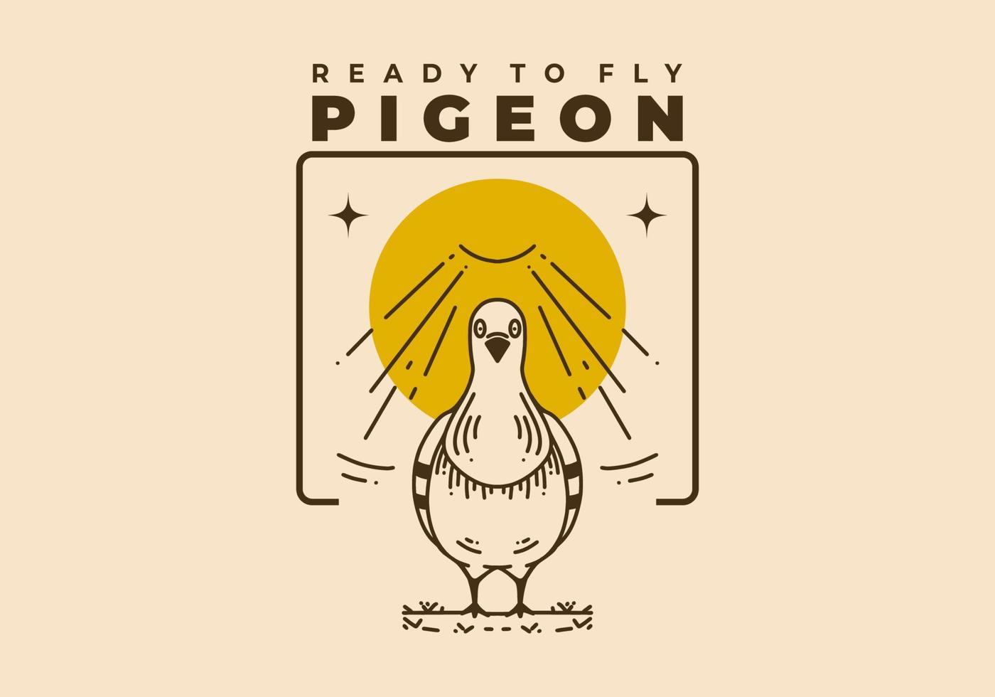 Vintage art illustration of a standing pigeon vector