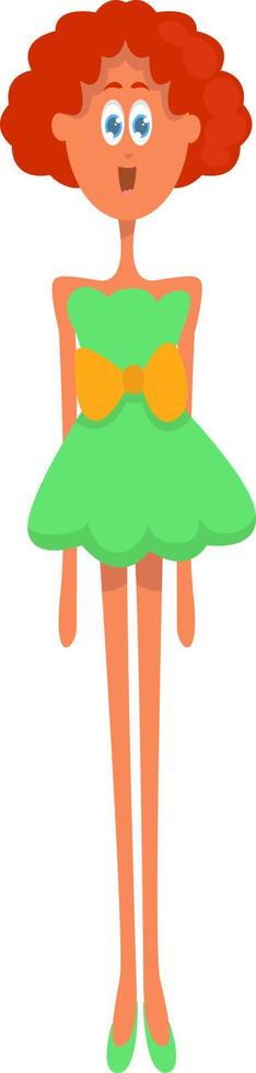 Doll in green, illustration, vector on white background