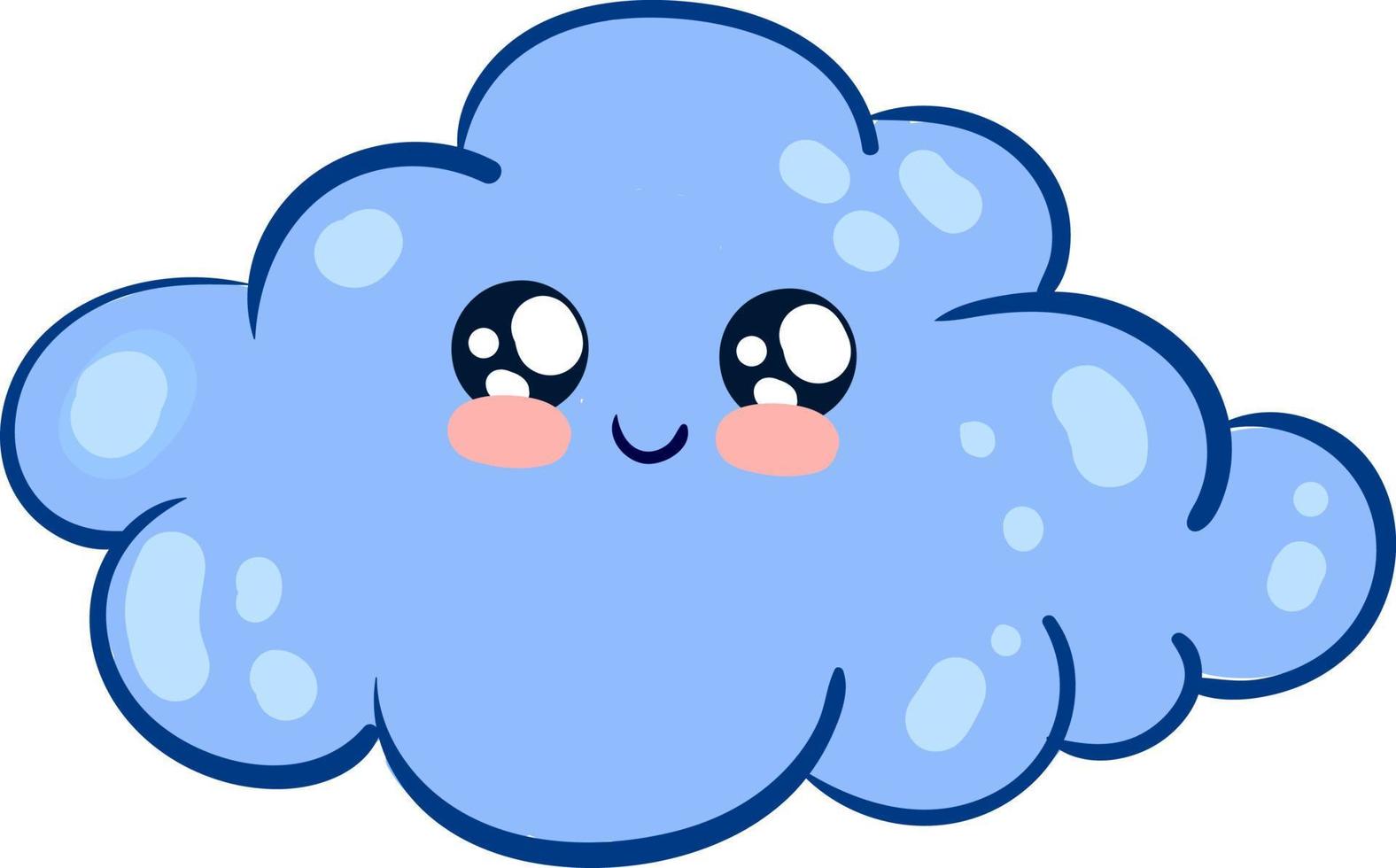 Blue cute cloud, illustration, vector on white background