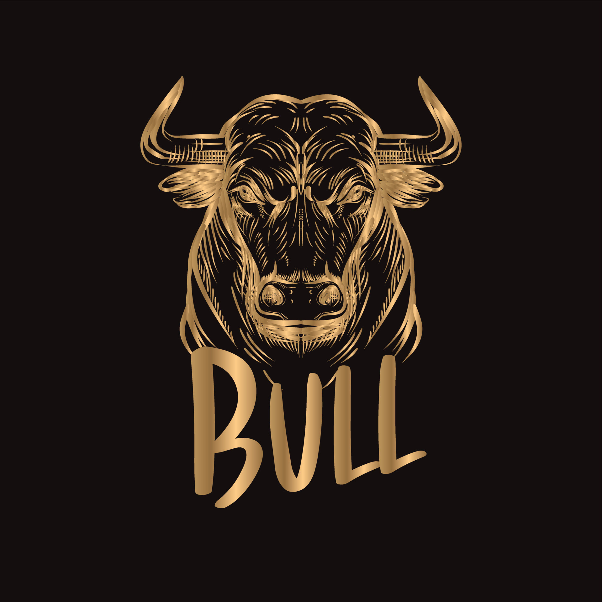 Vector drawing. golden bull on black background 13764281 Vector Art at