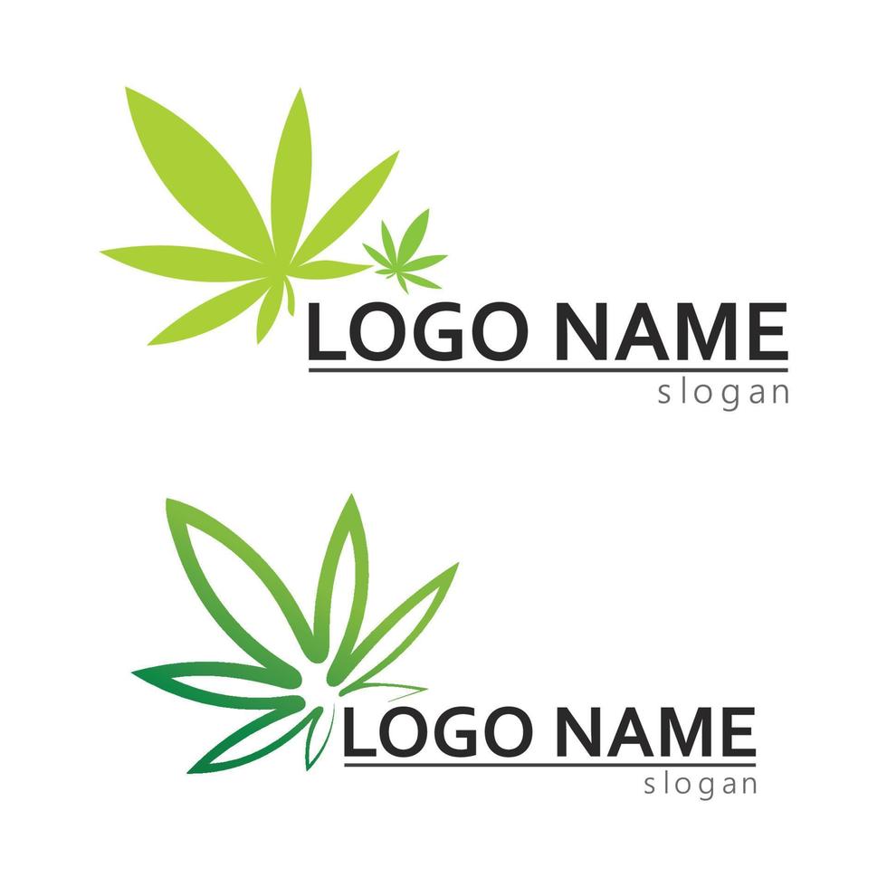 logotipo de cannabis y vector de icono de hoja de marihuana