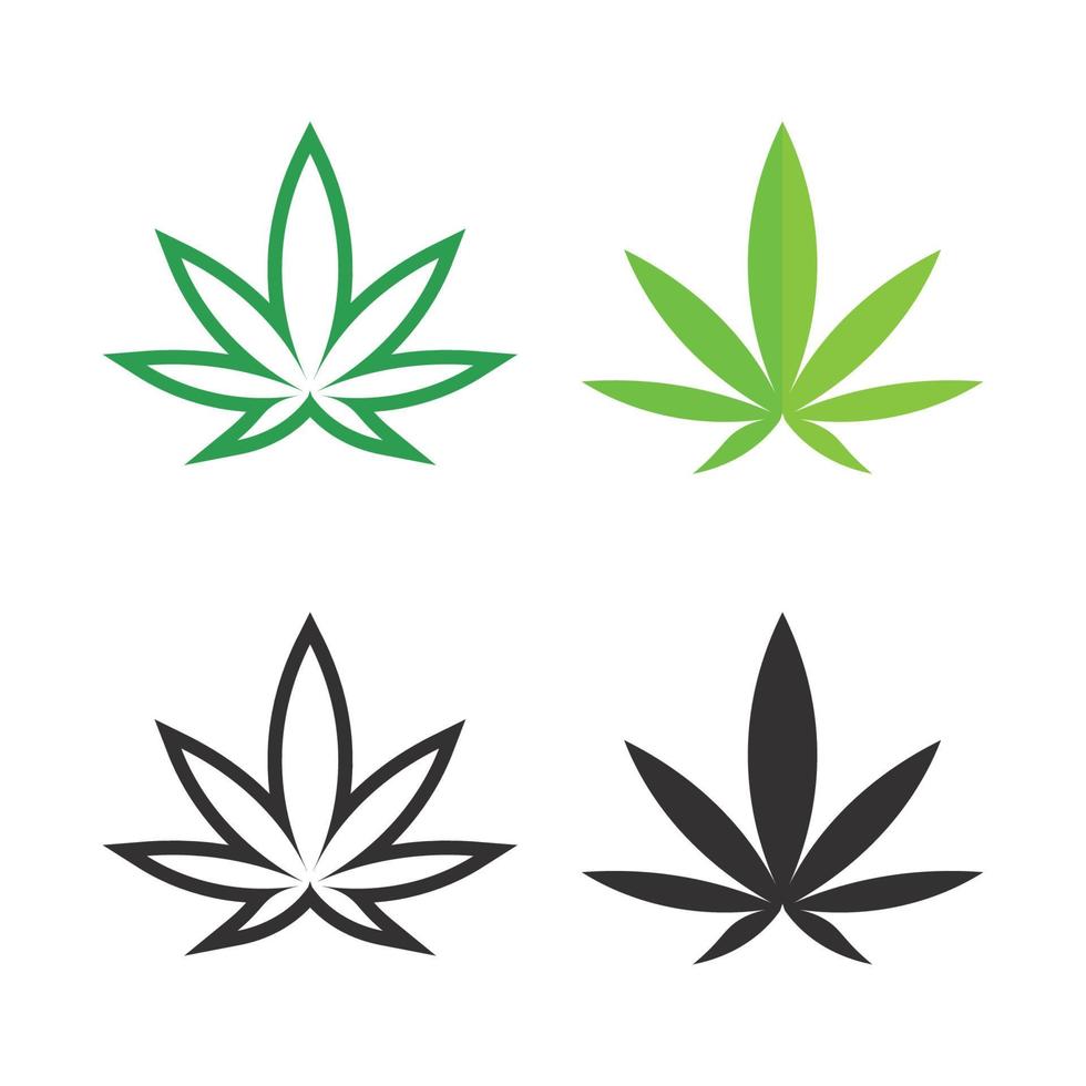 logotipo de cannabis y vector de icono de hoja de marihuana