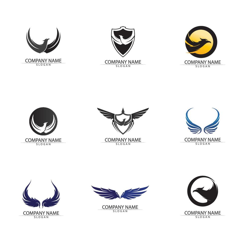 halcón, águila, pájaro, logotipo, plantilla, vector, icono vector