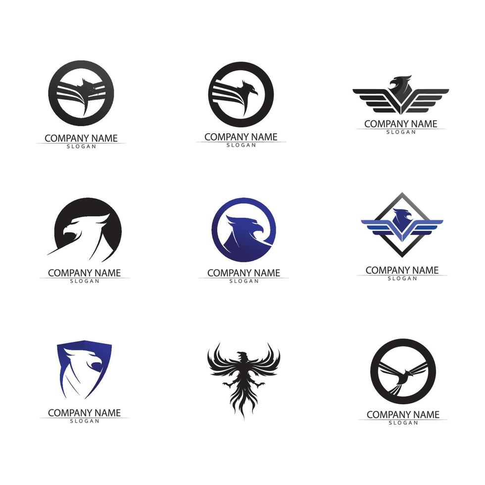 halcón, águila, pájaro, logotipo, plantilla, vector, icono vector