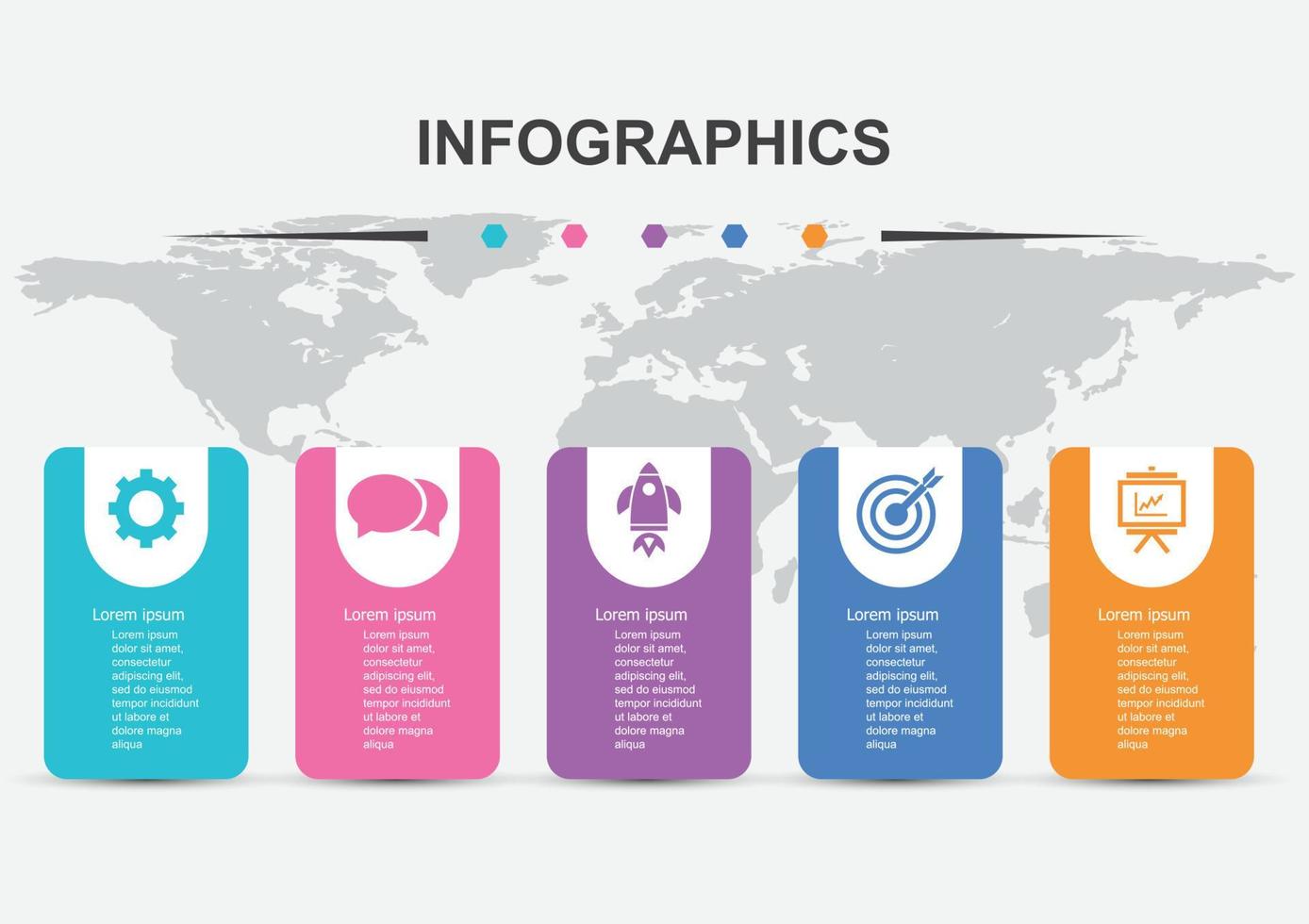 plantilla de diseño infográfico 5 elementos con sombra vector