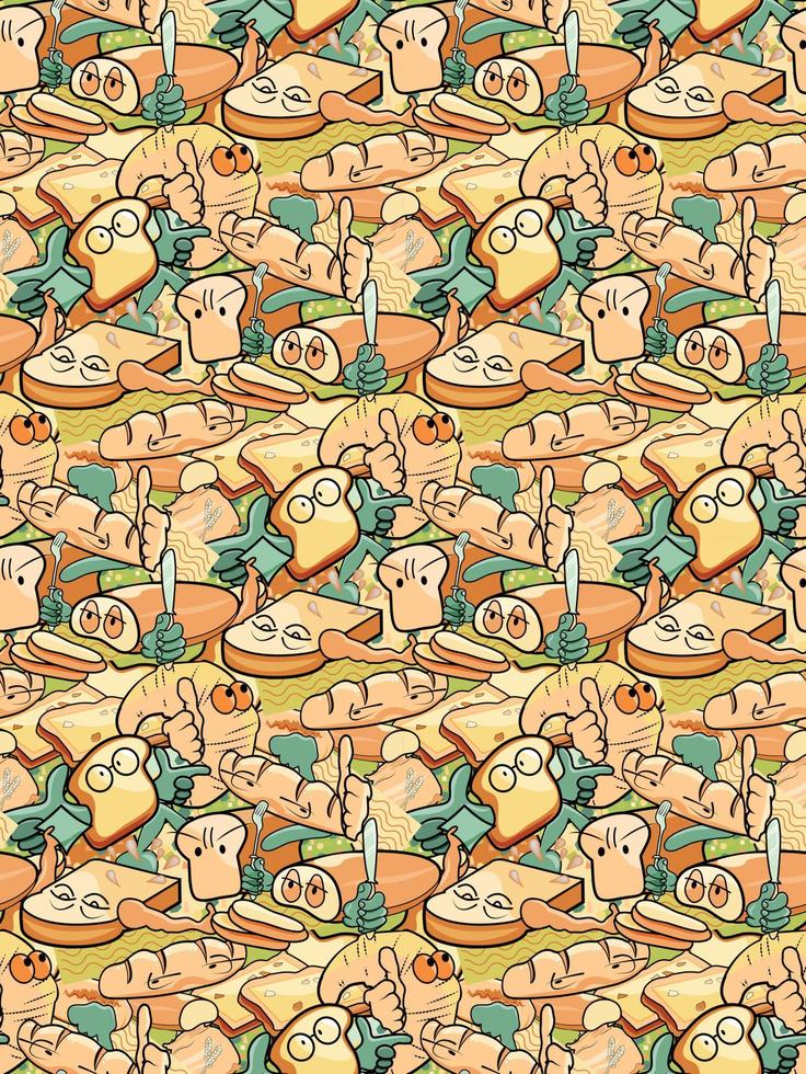 cute bread pattern background vector