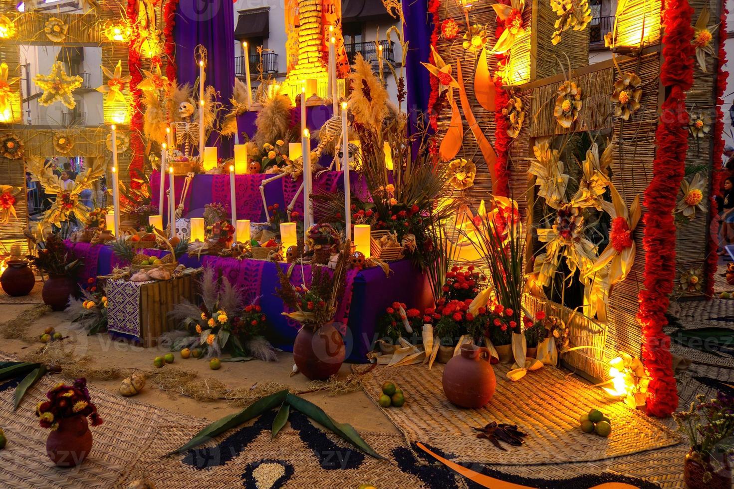 Colorful altar of the dead in day of the dead in mexico photo