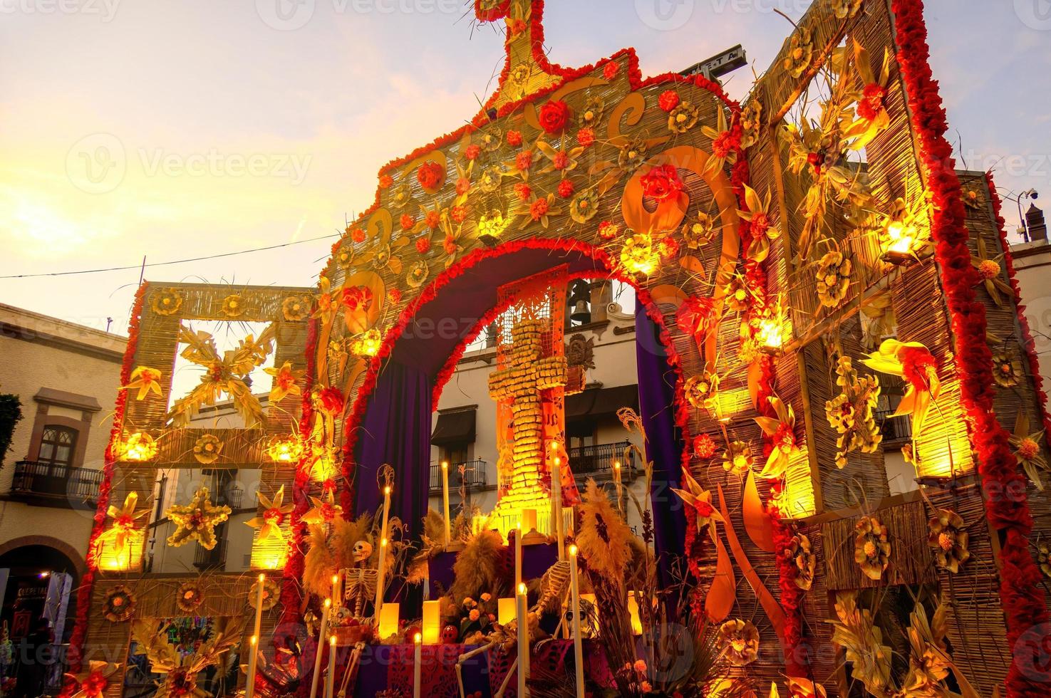 Colorful altar of the dead in day of the dead in mexico photo