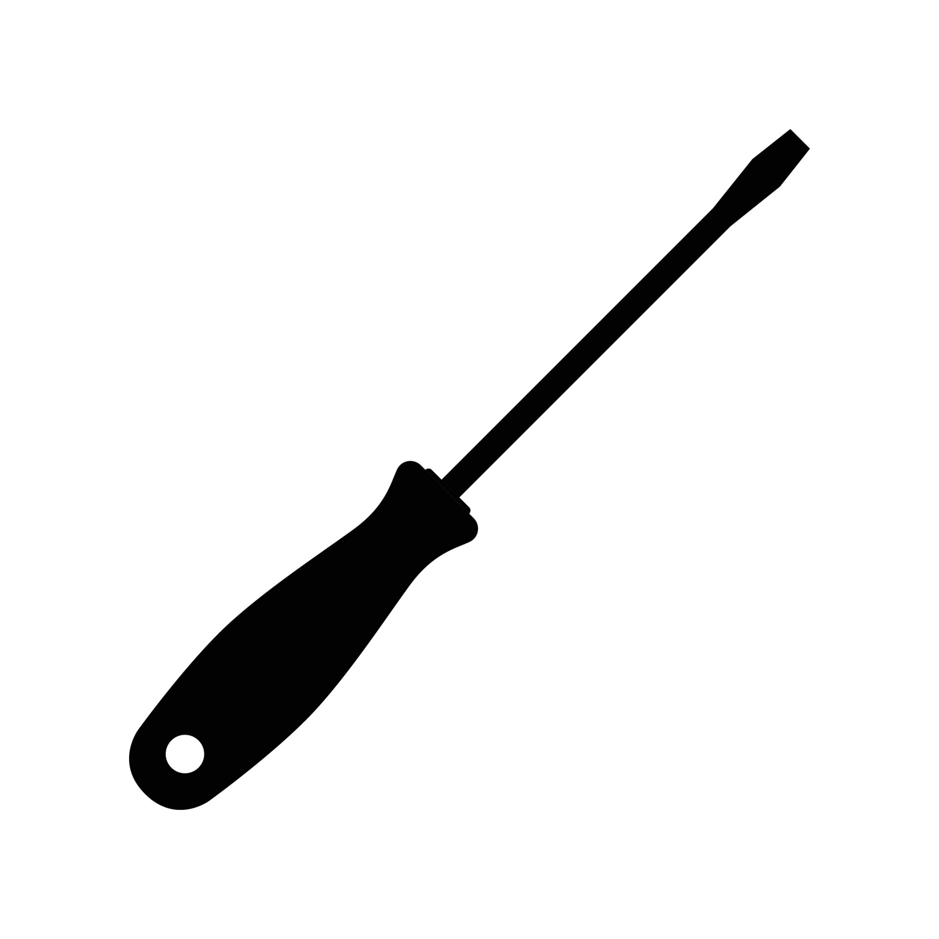 Flat Head Screwdriver Silhouette. Black and White Icon Design Elements