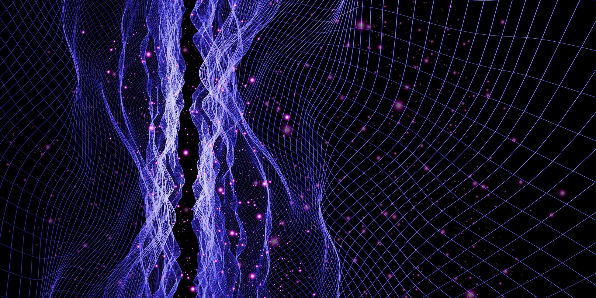 grid Neon color mesh light effect  Abstract wave 3d illustration photo