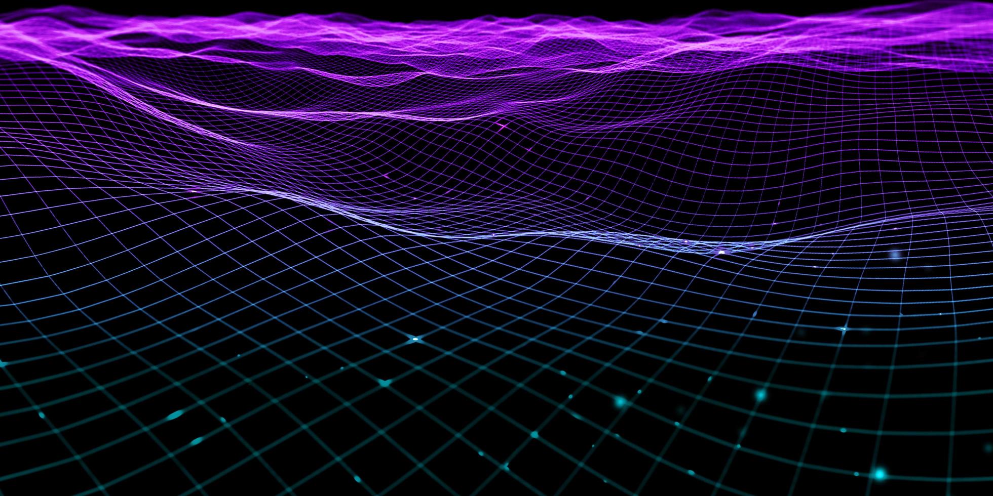 grid Neon color mesh light effect  Abstract wave 3d illustration photo