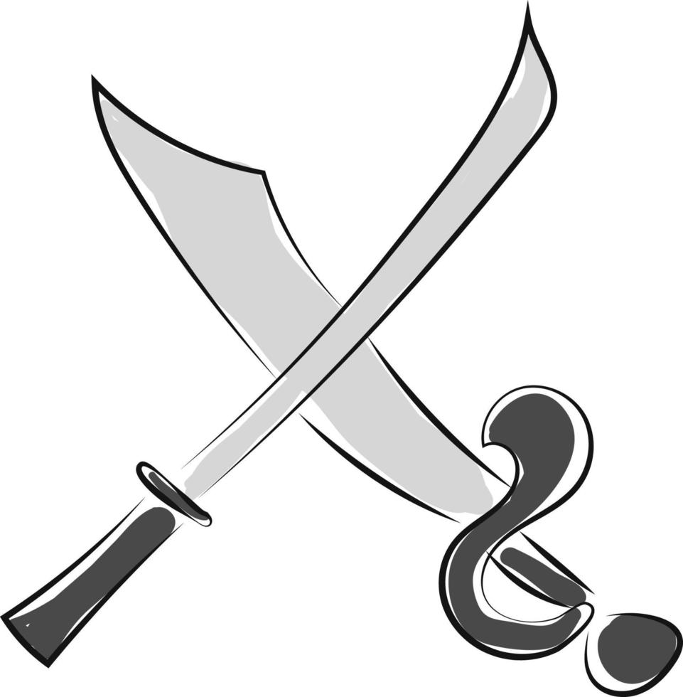 Cross swords, illustration, vector on white background.