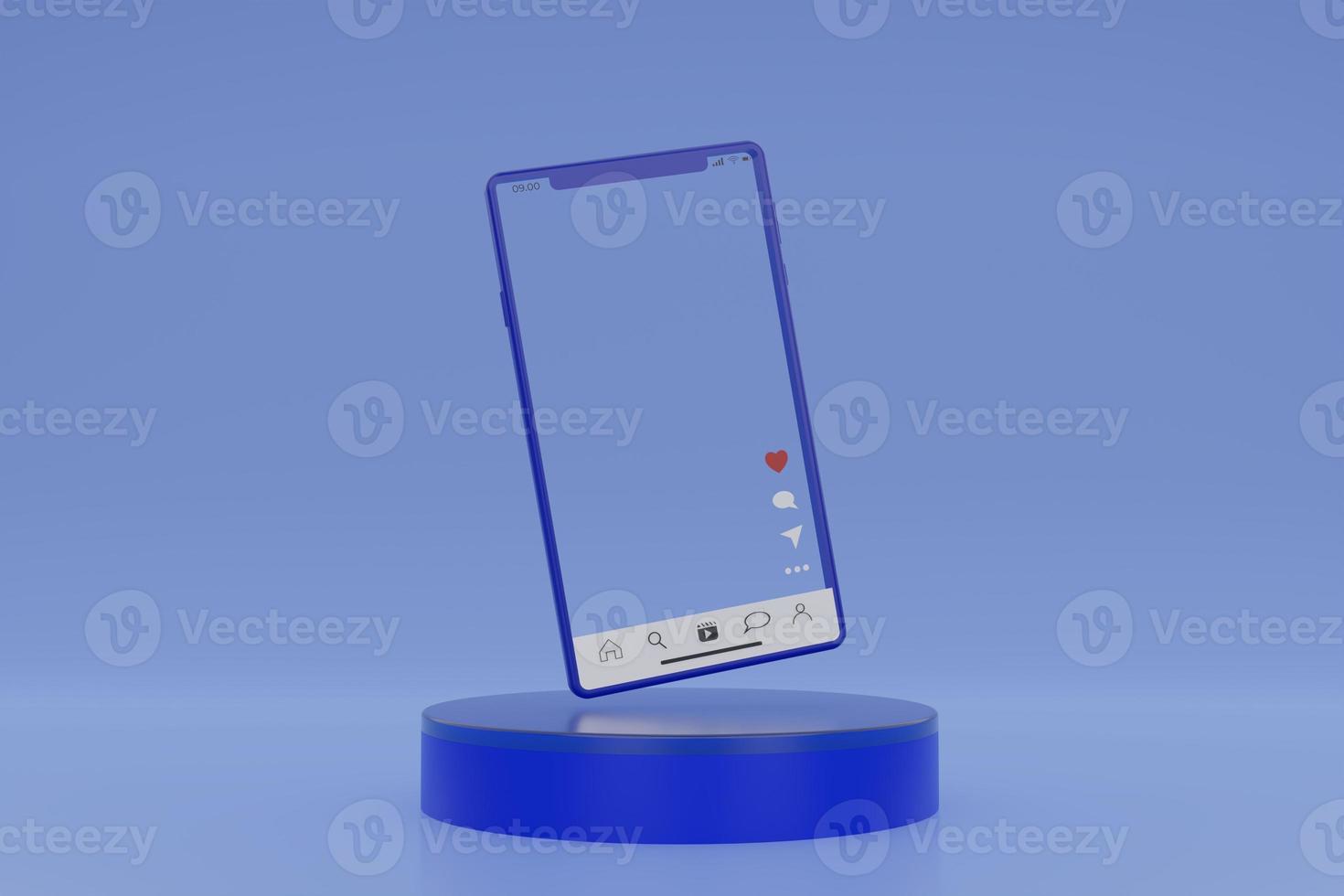 3d render transparent smartphone frame for live streaming via social media applications photo