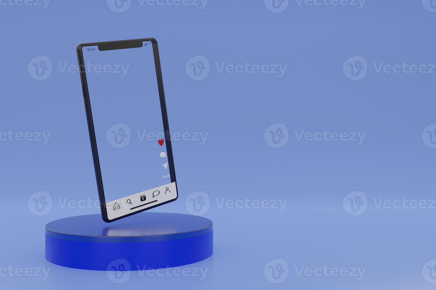 3d render transparent smartphone frame for live streaming via social media applications photo