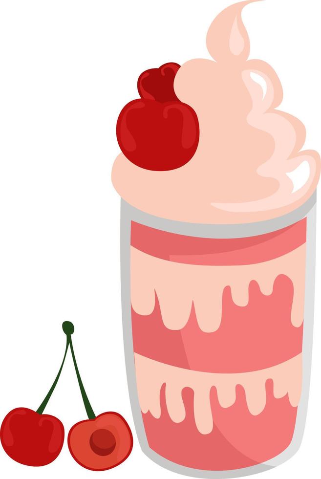 Cherry smoothie, illustration, vector on white background.