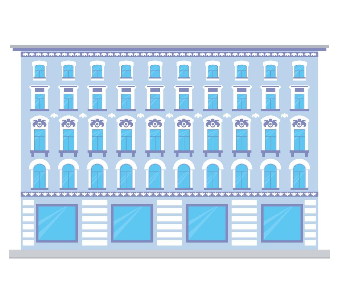 multi-storey blue old building, built as in St. Petersburg or Europe vector