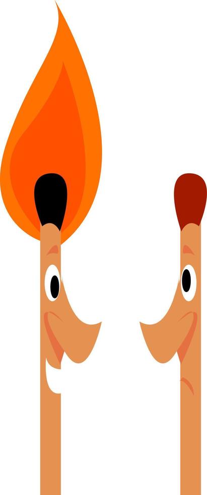 Matches, illustration, vector on white background.