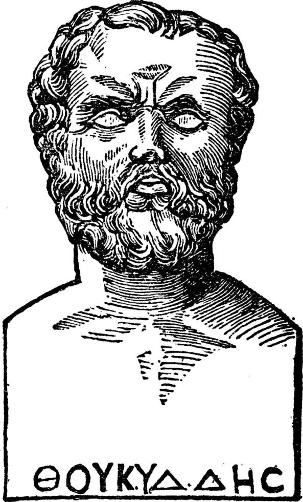 tucídides, ilustración vintage vector