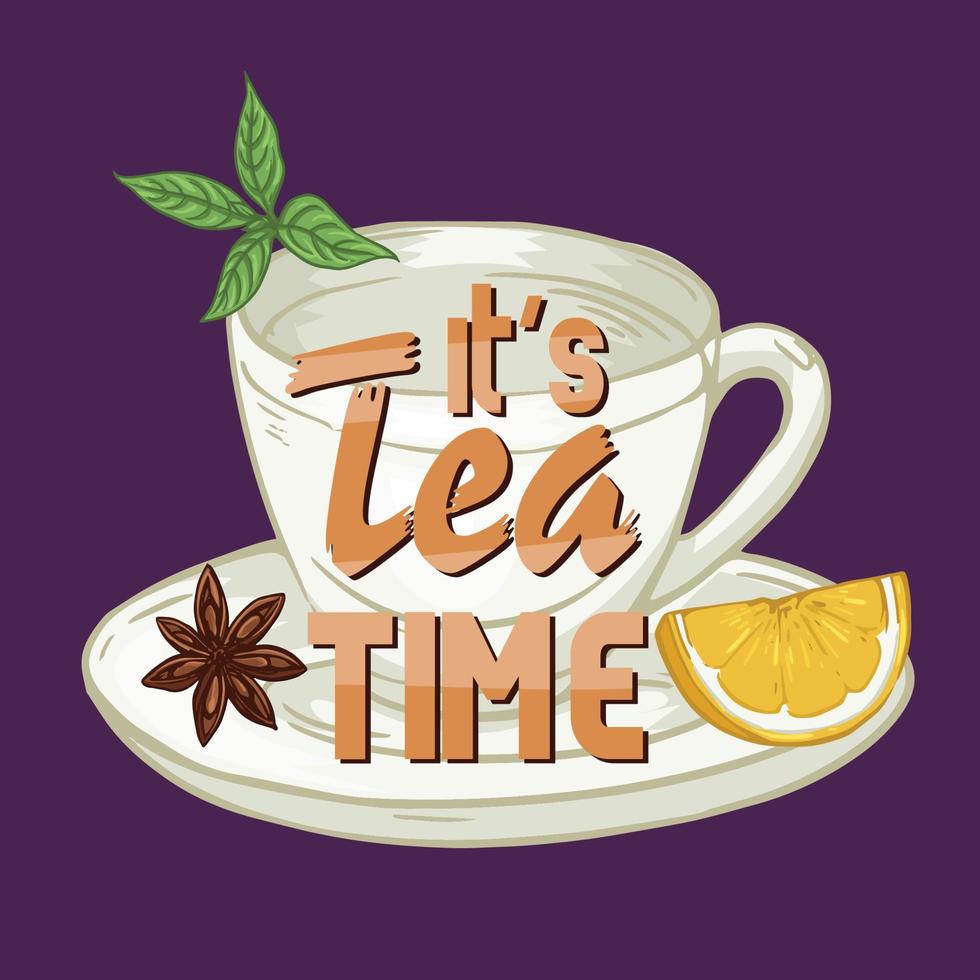 It is tea time poster vector