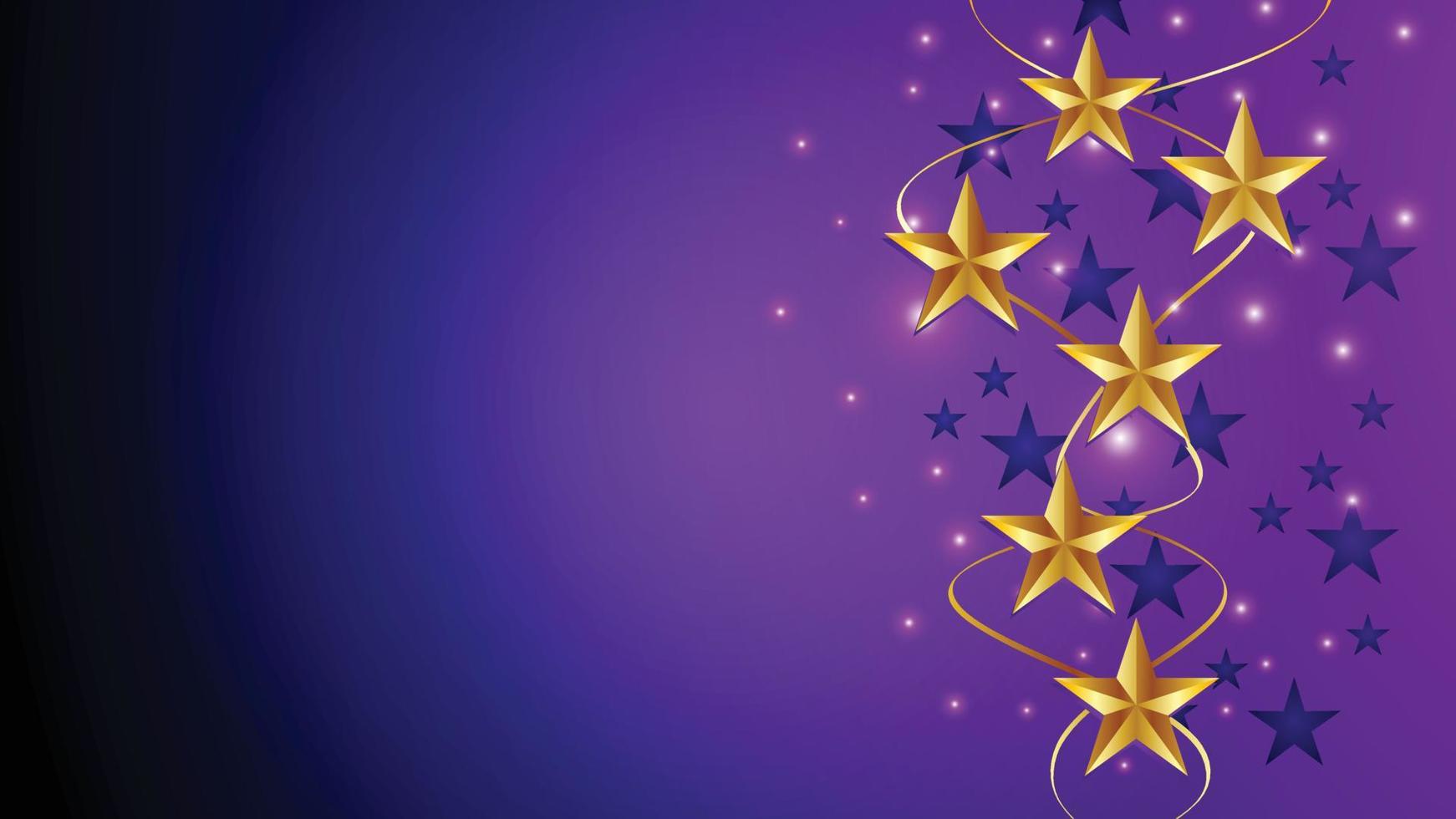 fondo morado con estrellas doradas vector