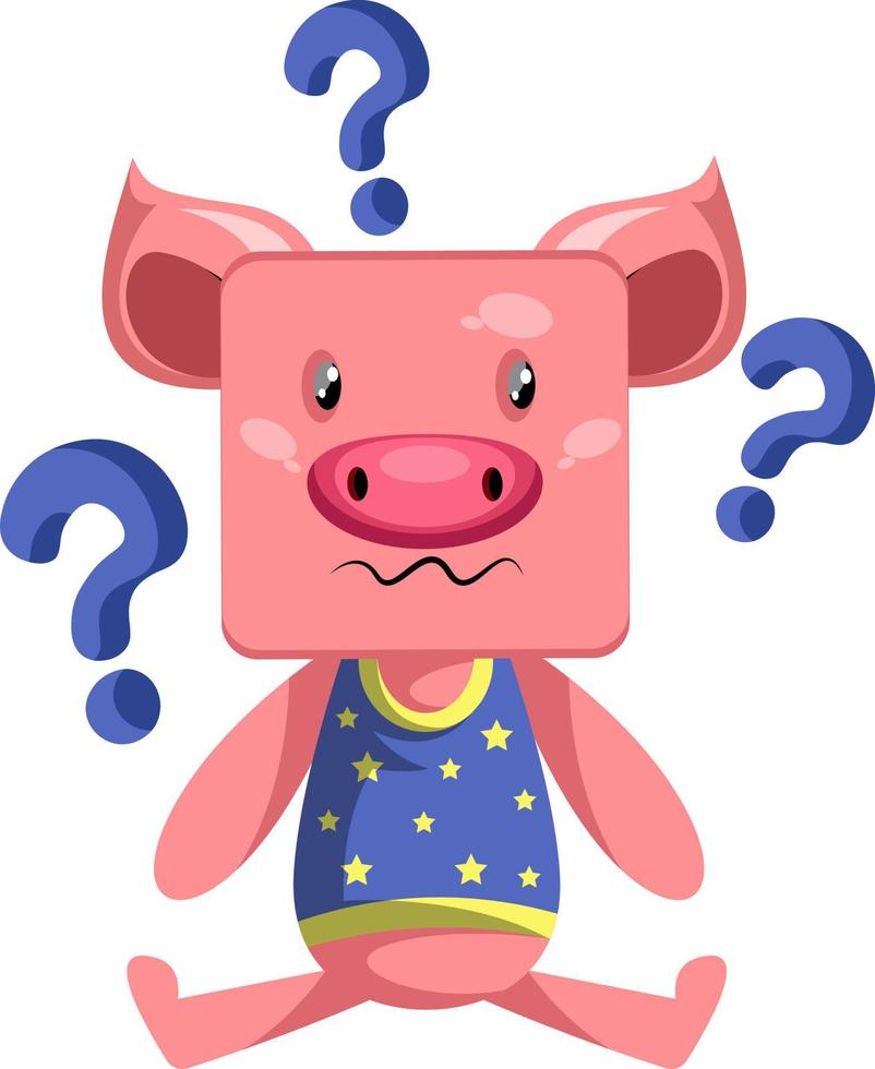 Pigs with question marks, illustration, vector on white background.