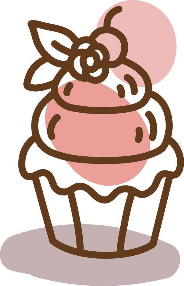 Dessert cupcake, illustration, vector, on a white background. vector