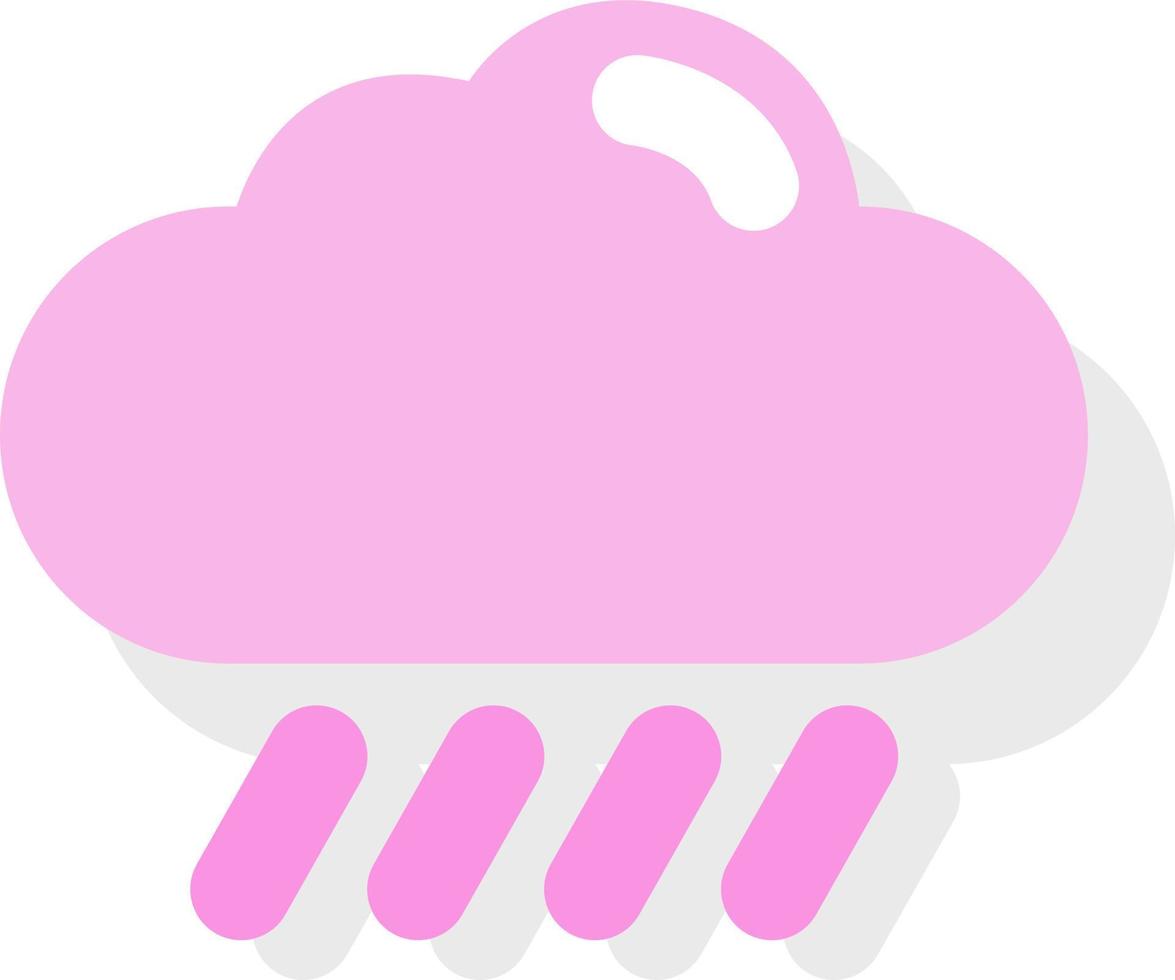 nube matutina de lluvia pesada rosa, ilustración de icono, vector sobre fondo blanco