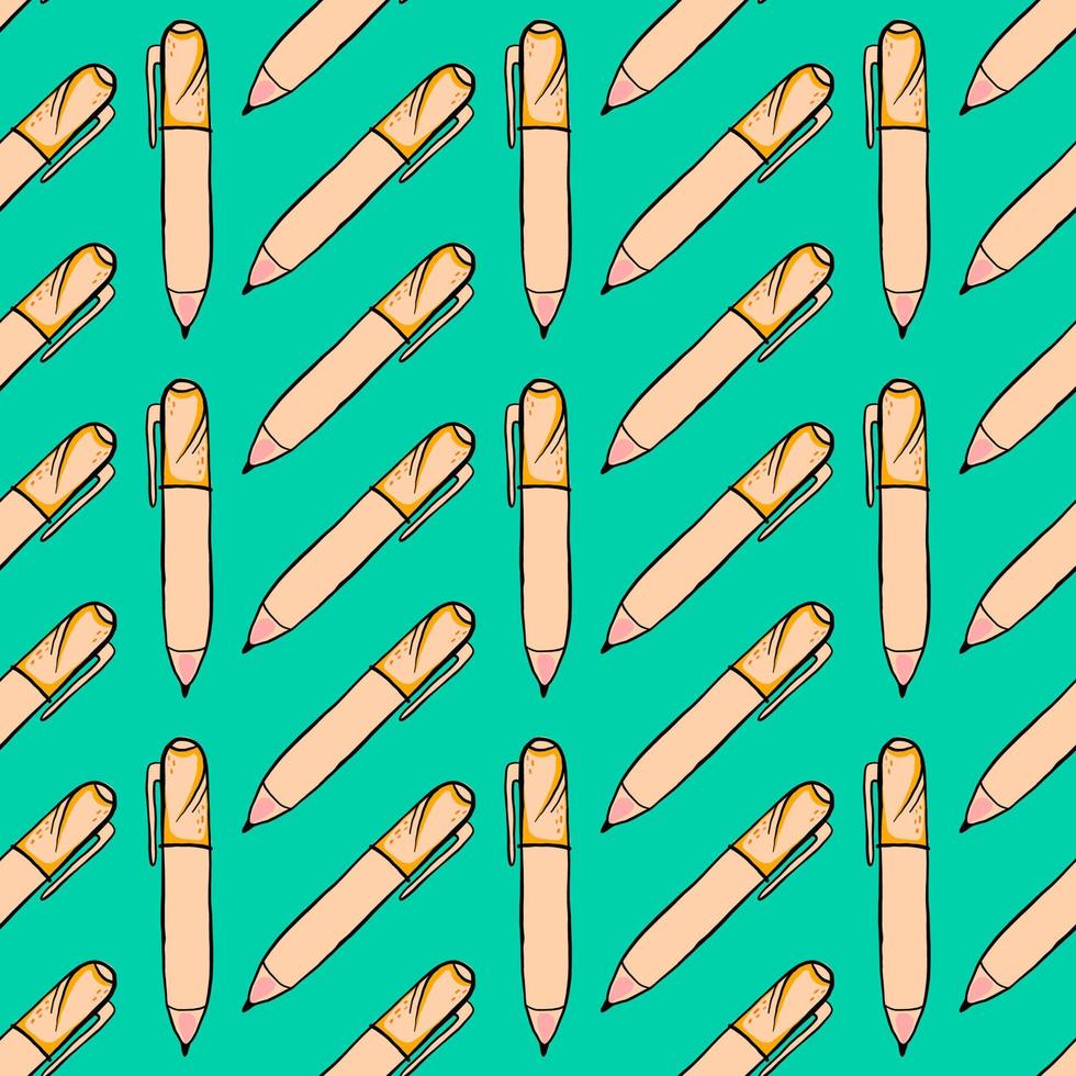 Pen pattern, seamless pattern on light blue background. vector