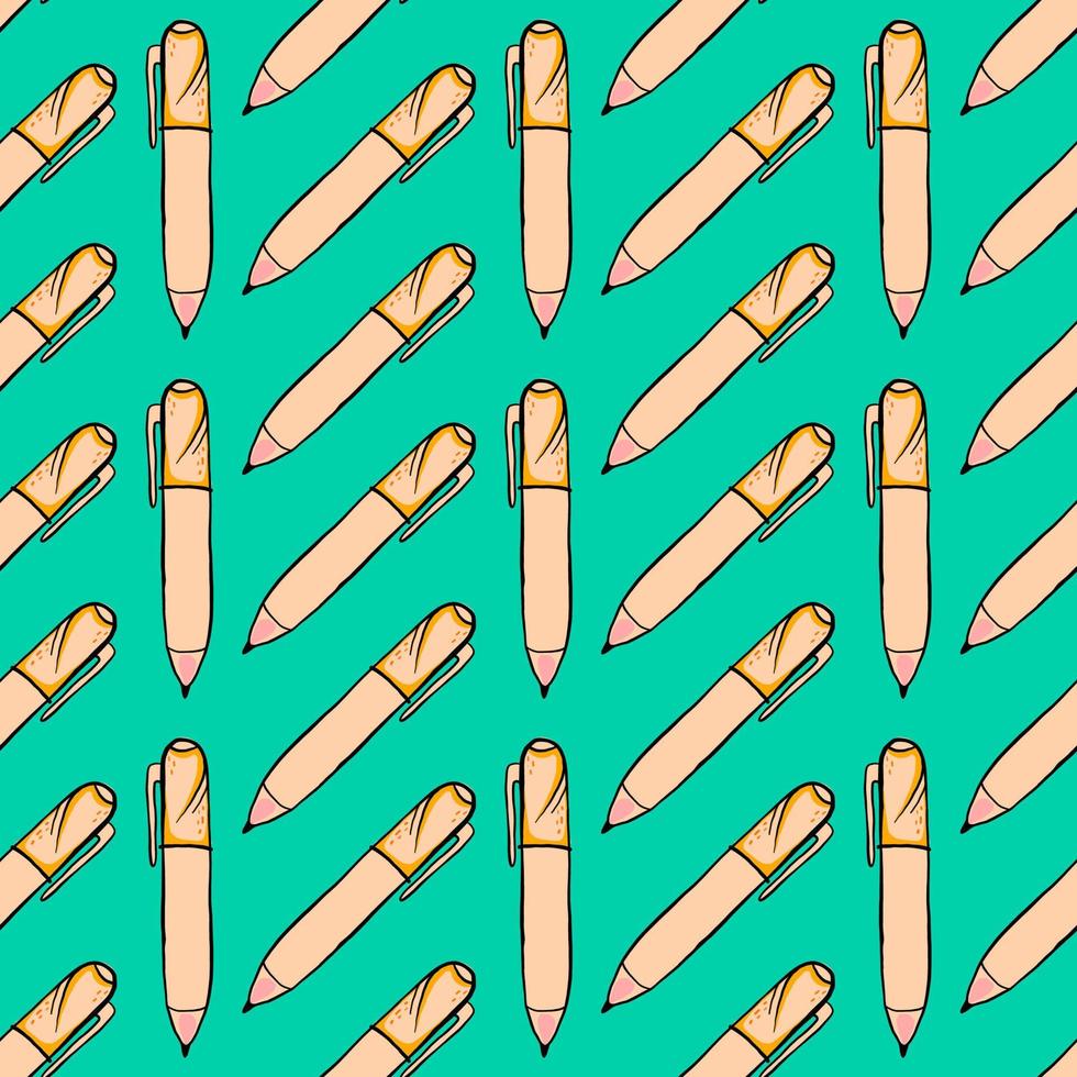 Pen pattern, seamless pattern on light blue background. vector