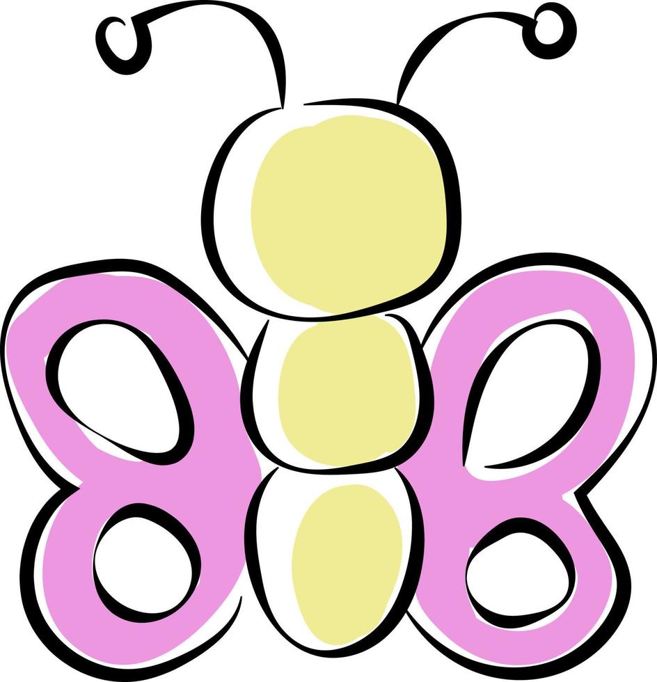 Butterfly with purple wings, illustration, vector on white background.