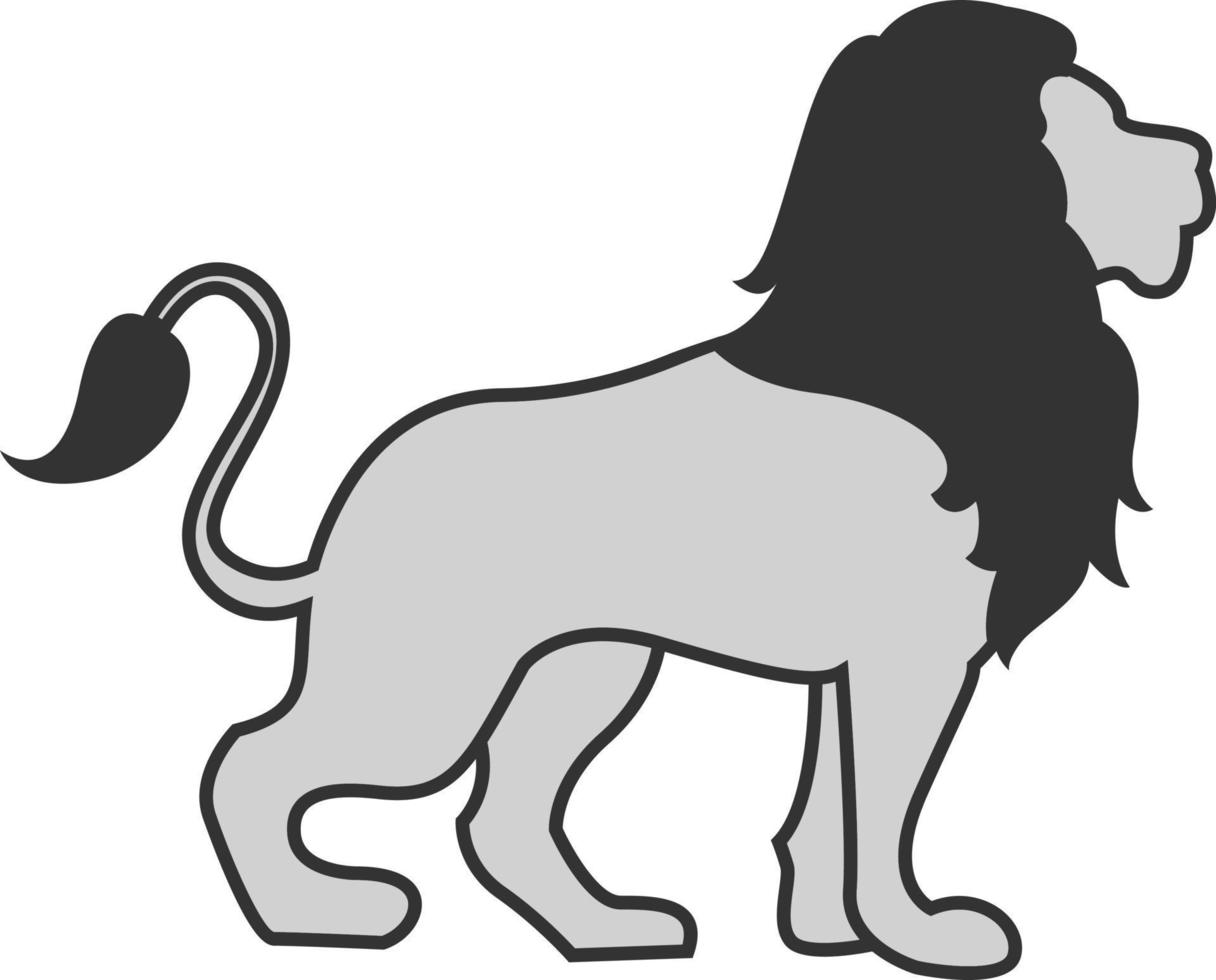 Grey lion, illustration, vector on white background.