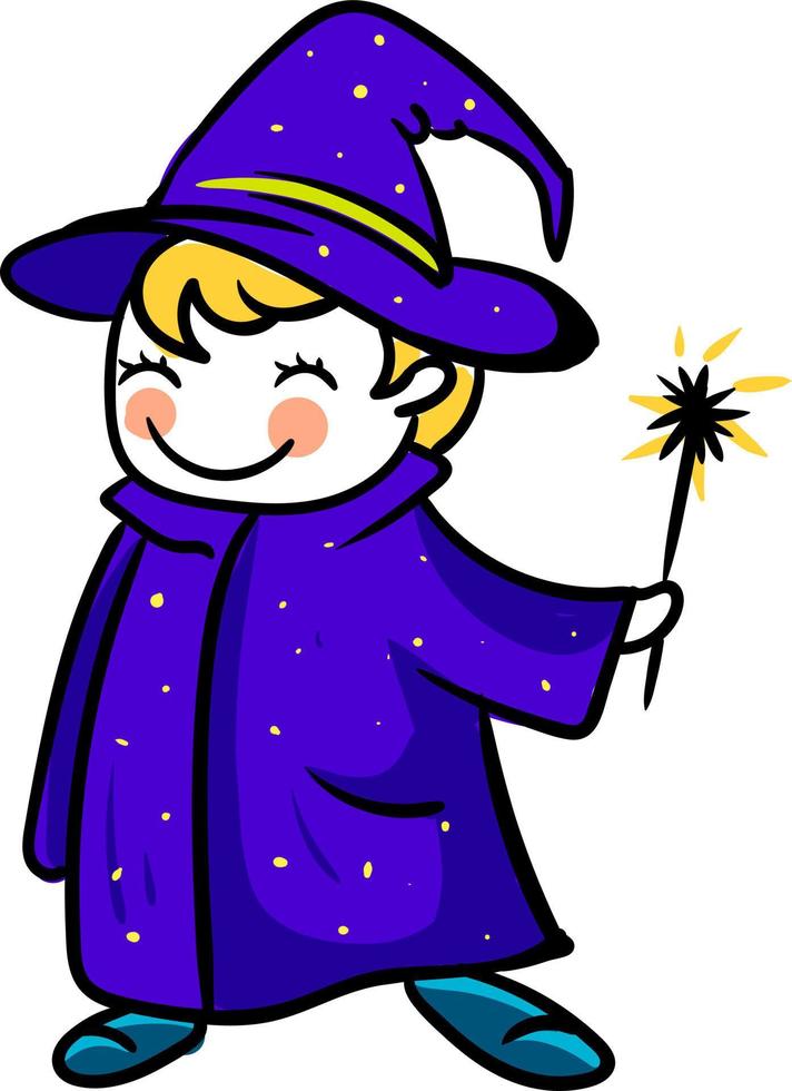 Happy wizard, illustration, vector on white background