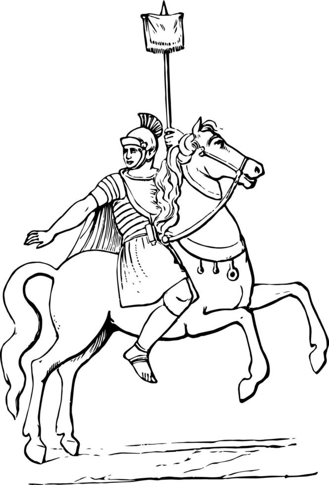 Cavalryman vintage illustration. vector