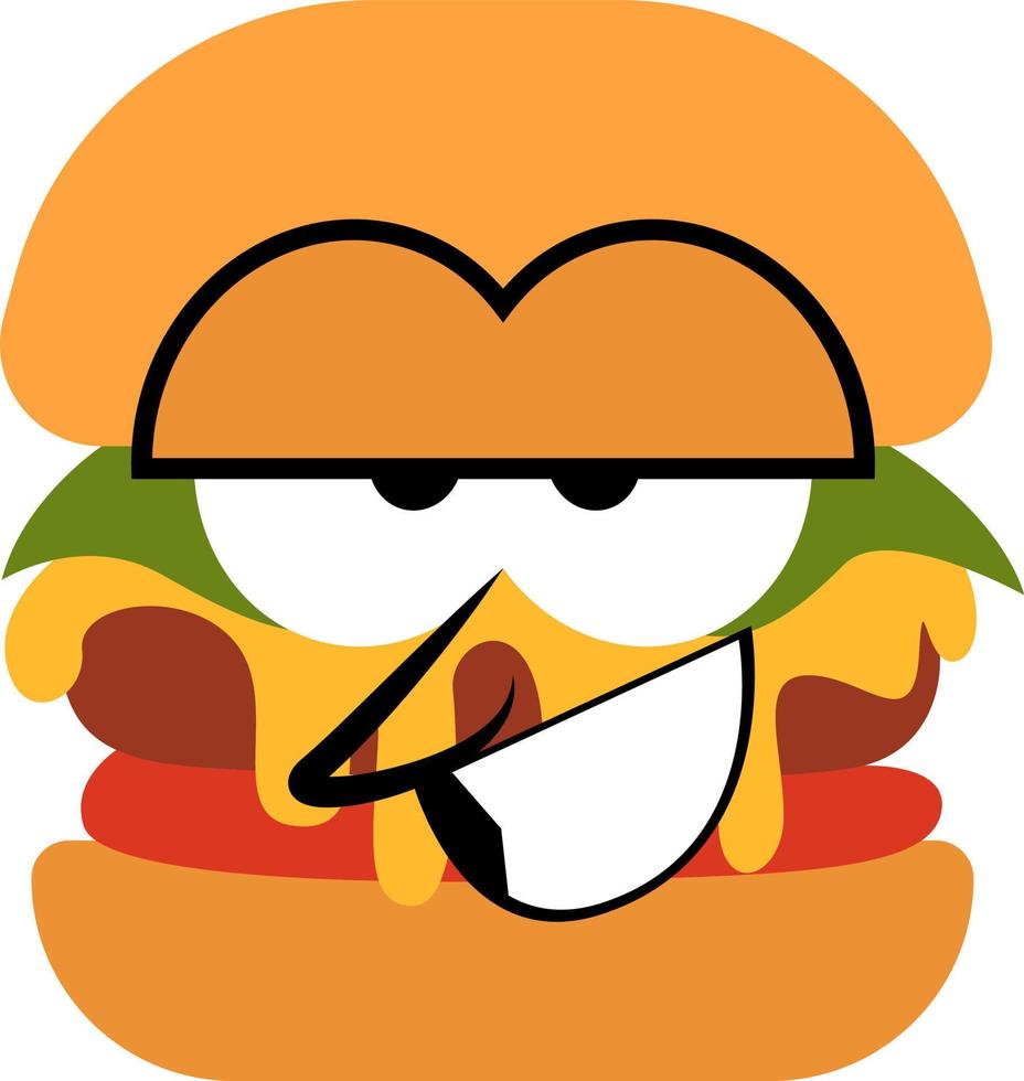 Happy burger, illustration, on a white background. vector