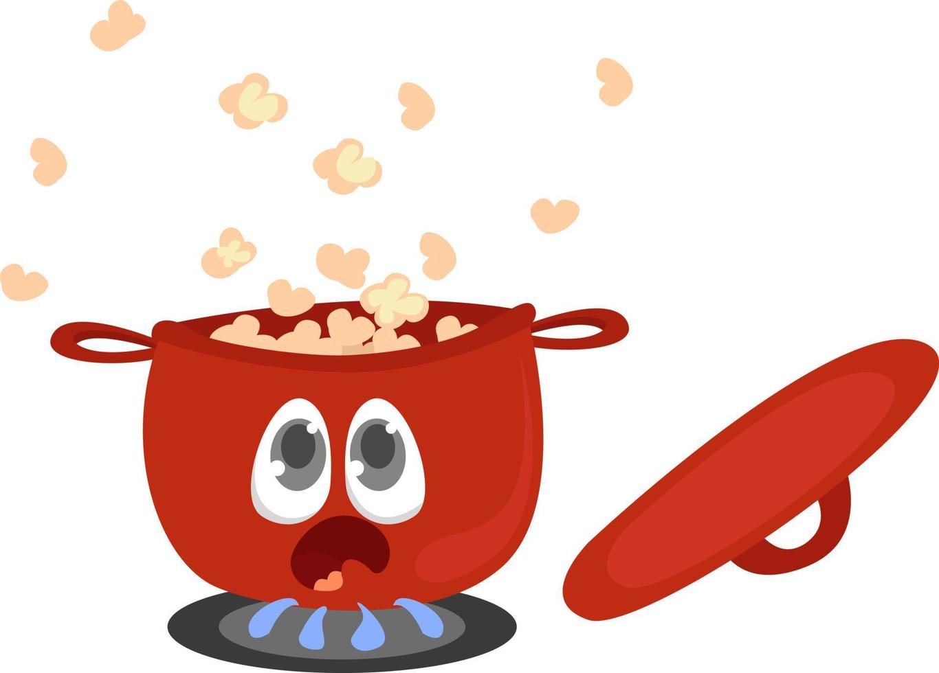 Cook popcorn, illustration, vector on white background