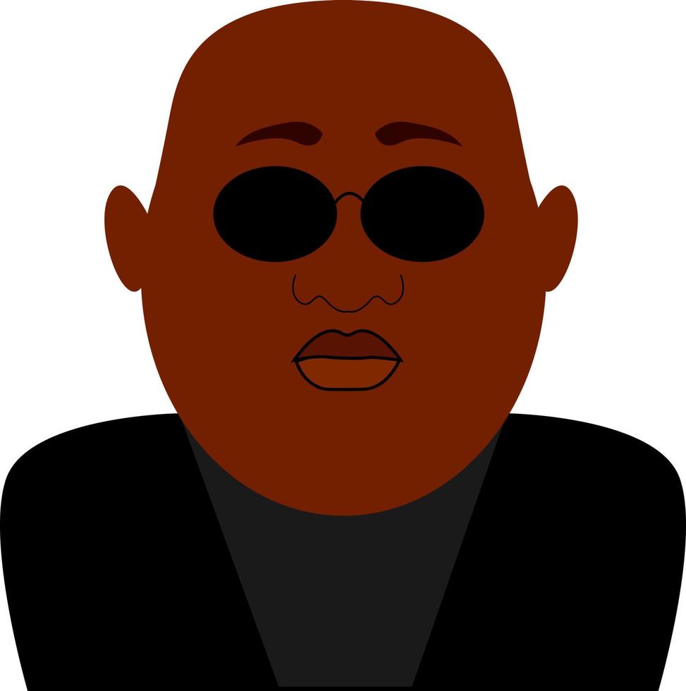 hombre negro con gafas de sol, ilustración, vector sobre fondo blanco.