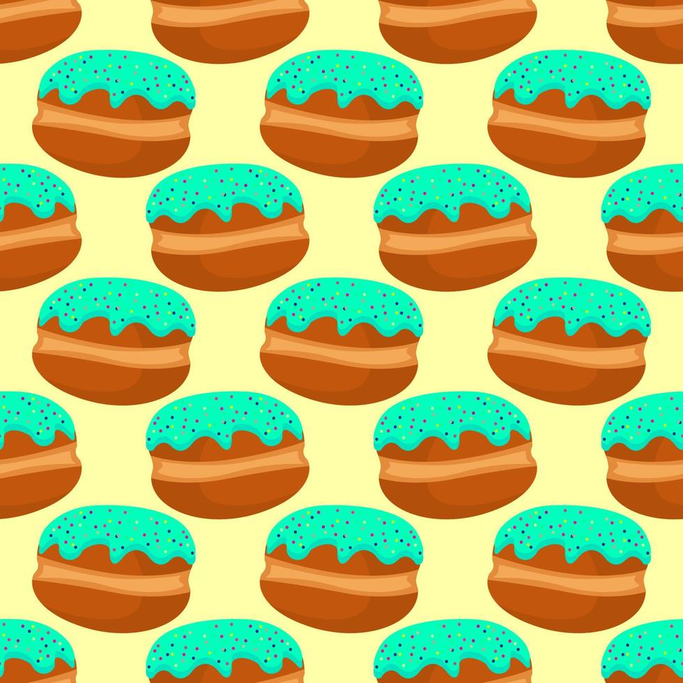Donuts pattern, seamless pattern on yellow background. vector