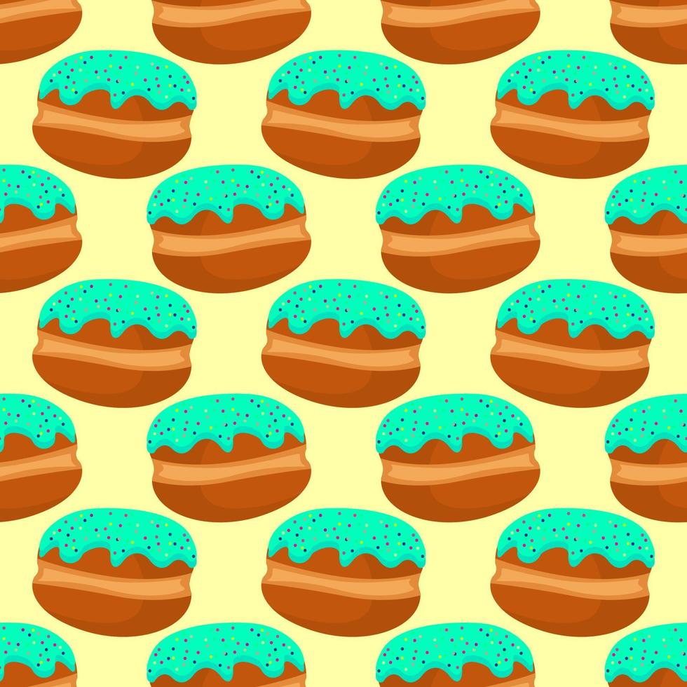 patrón de donuts, patrón sin costuras sobre fondo amarillo. vector