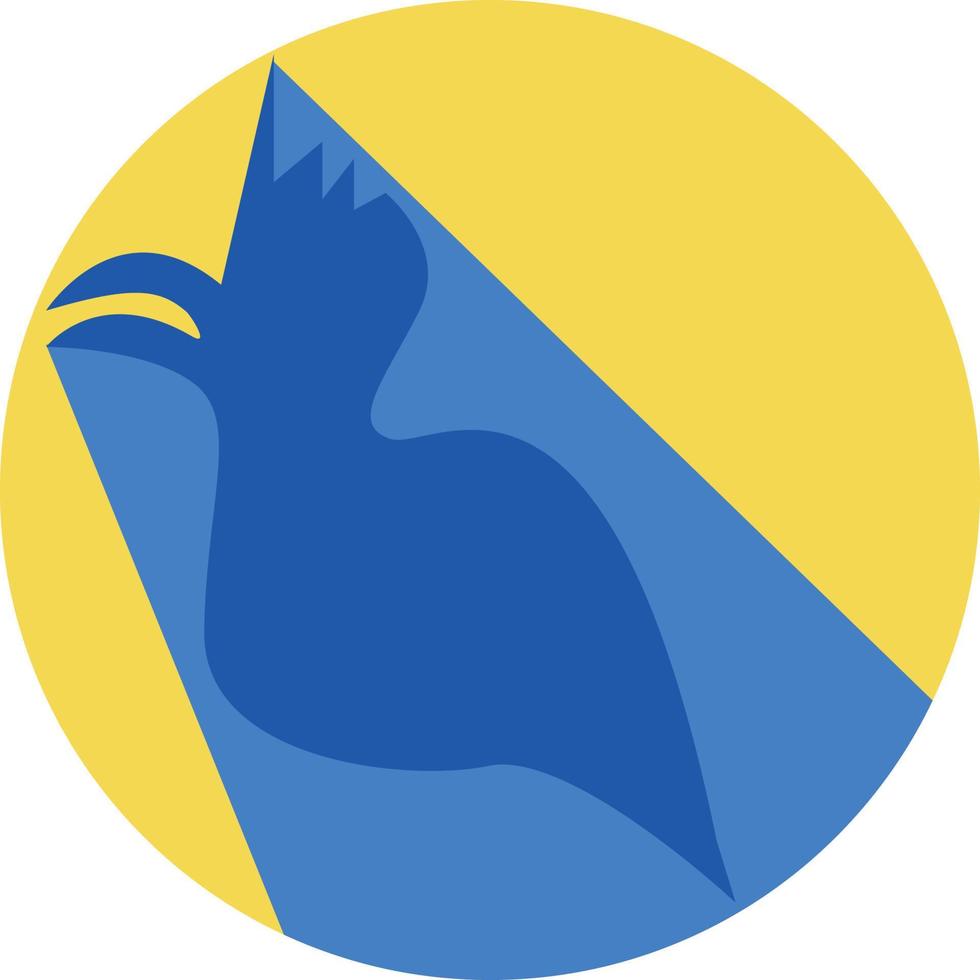 Blue bird singing, illustration, vector on a white background.