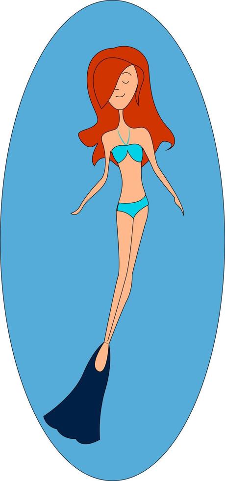 mujer bajo el agua, ilustración, vector sobre fondo blanco.