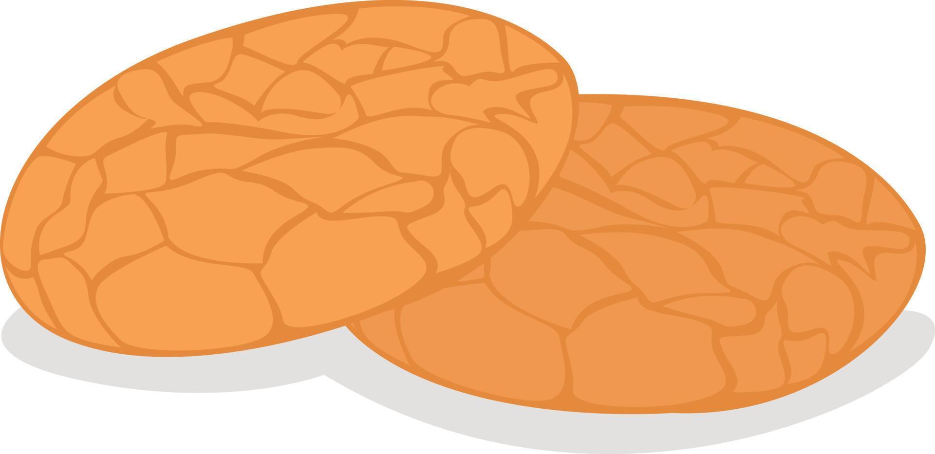 Almond cookie, illustration, vector on white background.