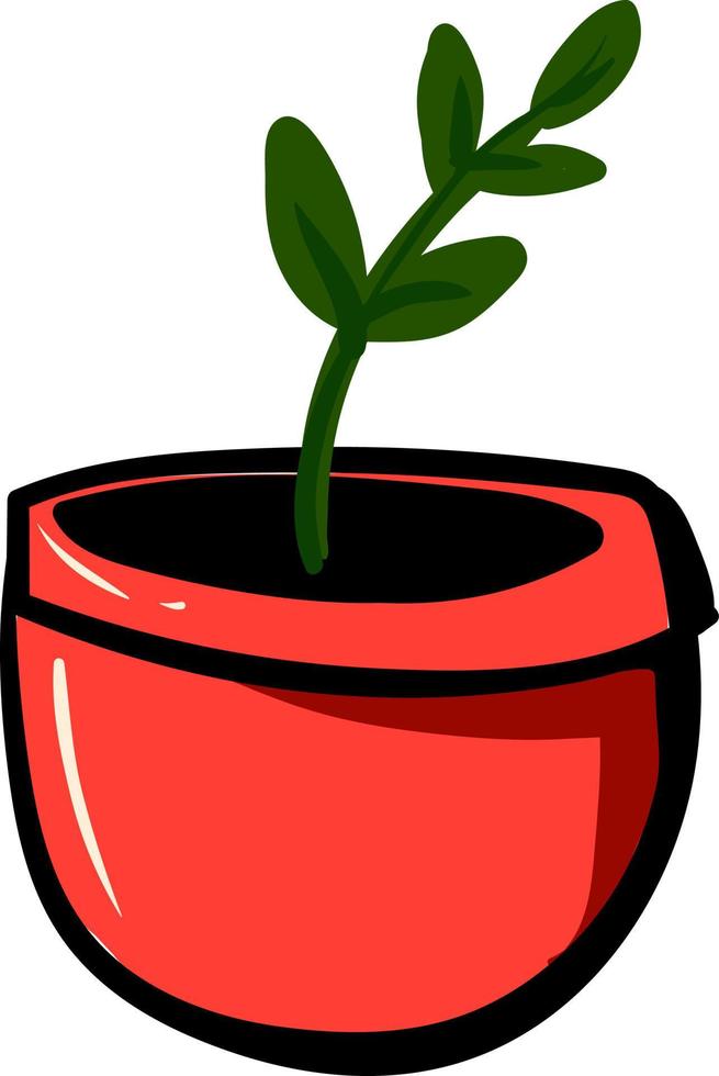 Plant in red pot, illustration, vector on white background.