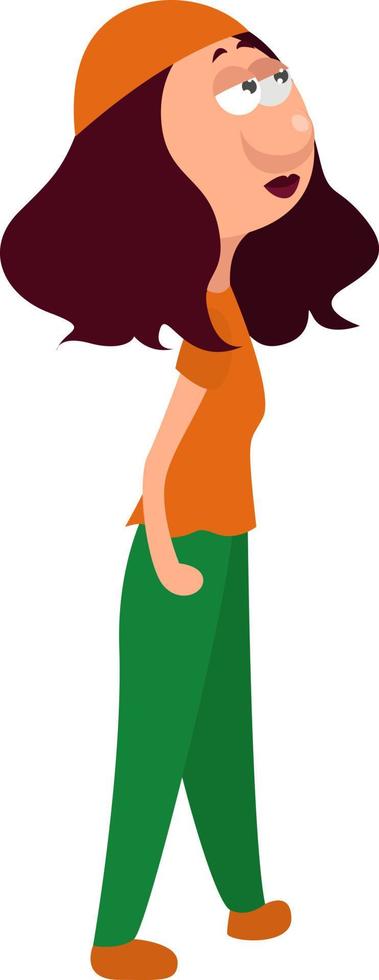 Girl wearing green pants,illustration,vector on white background vector